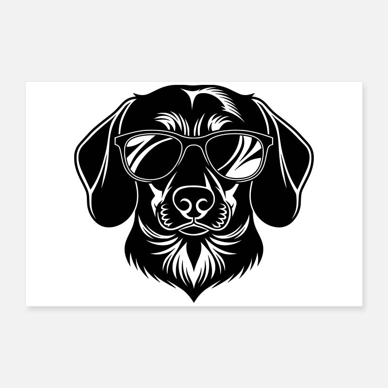 Dackel Hundekopf mit Sonnenbrille Poster 60x40 cm