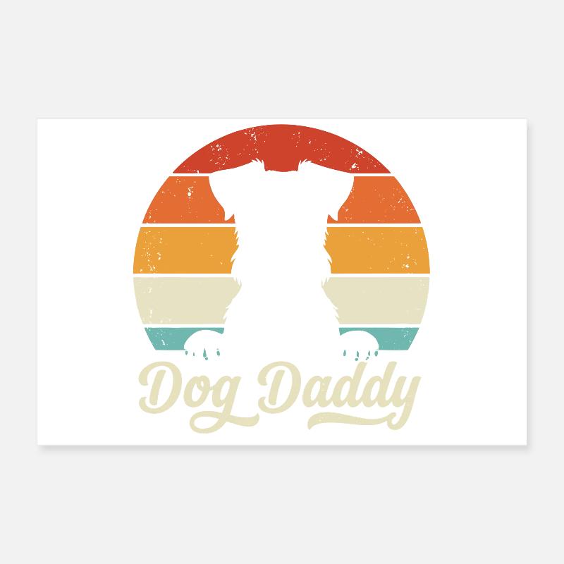 Retro Dog Daddy Vintage Sunset Funny Pet Dad Poster 24" x 16" (60x40 cm)