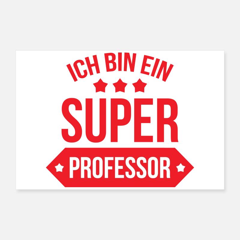 Super Professeur Étoiles Typographie Rouge et Blan Poster 60 x 40 cm