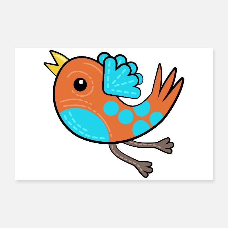 Petit Oiseau Orange Poster 60 x 40 cm