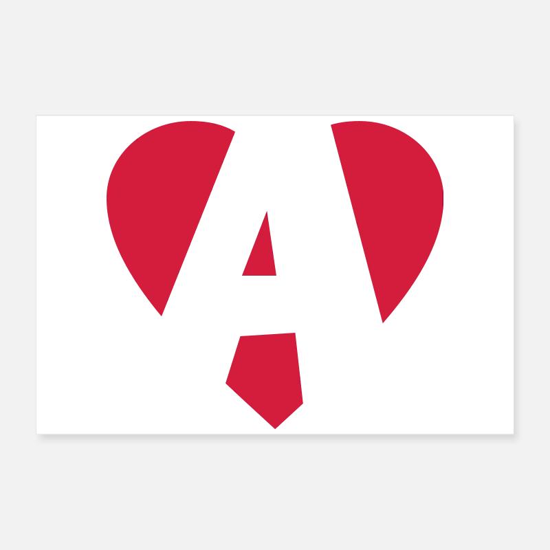 I love A - Herz A - Buchstabe A Poster 60x40 cm