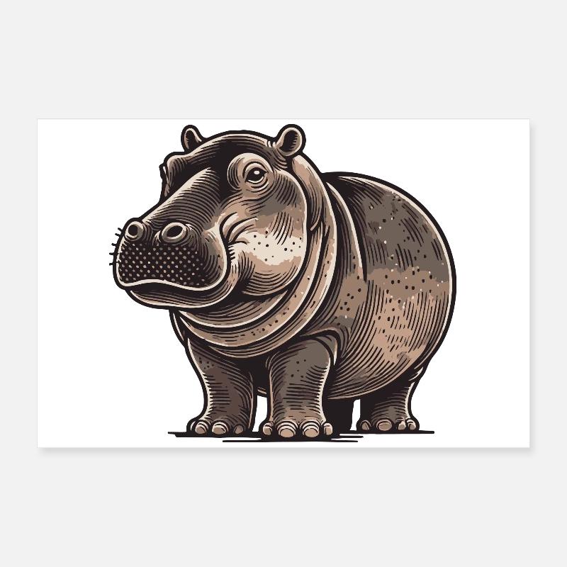 Hippopotame Poster 60 x 40 cm