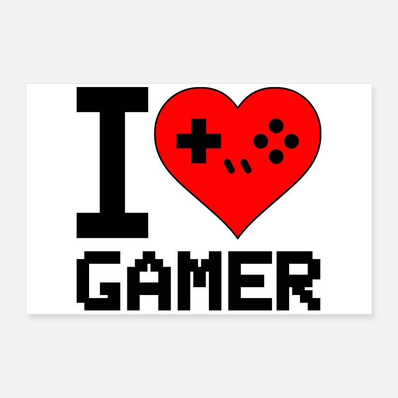 Heart with Game Controller Silhouette Poster 24" x 16" (60x40 cm)