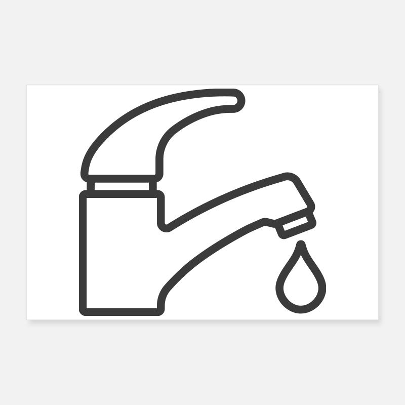 Robinet d’eau Robinet Icône Logo Plombier Poster 60 x 40 cm