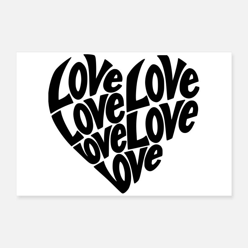 Love Herzform Typografie - Farbe variabel Poster 60x40 cm