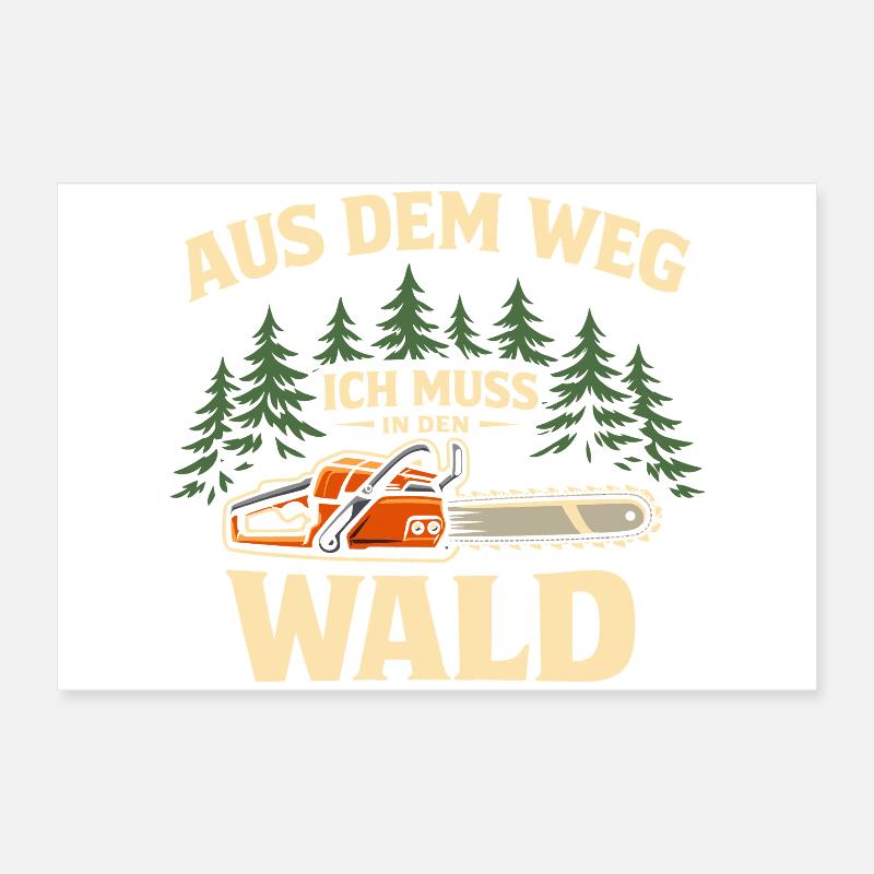 Cadeau drôle de bûcheron à la tronçonneuse tronçonneuse Poster 60 x 40 cm