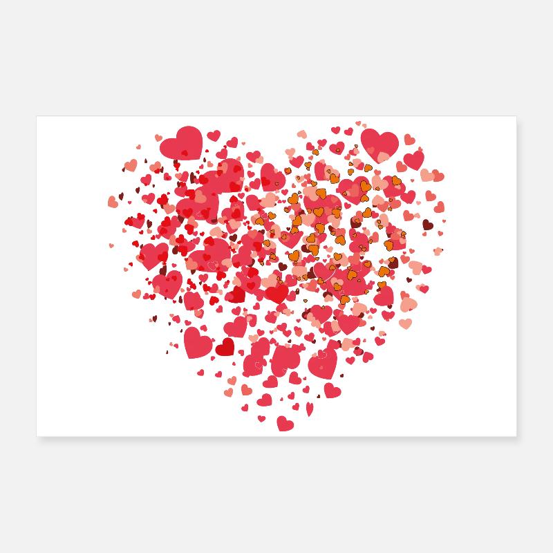 Mosaïque de cœurs de petits cœurs d’amour Poster 60 x 40 cm