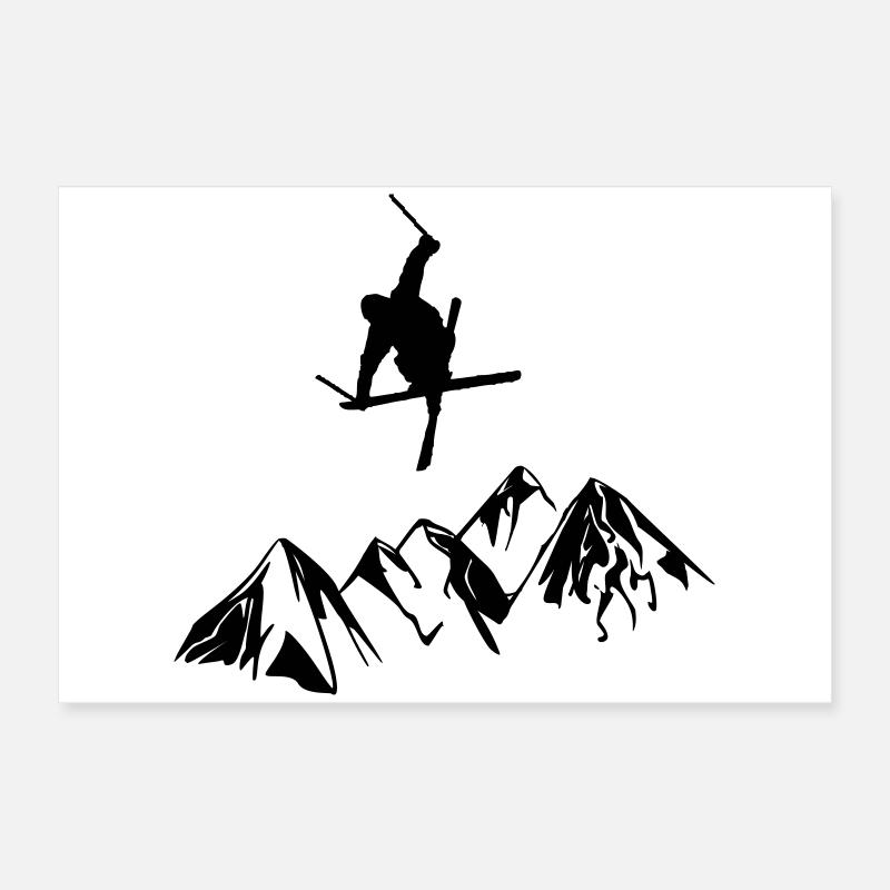 Berge mit Skifahrer Poster 60x40 cm