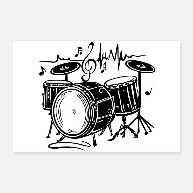 Schlagzeug Drums mit Herzschlag Poster 60x40 cm