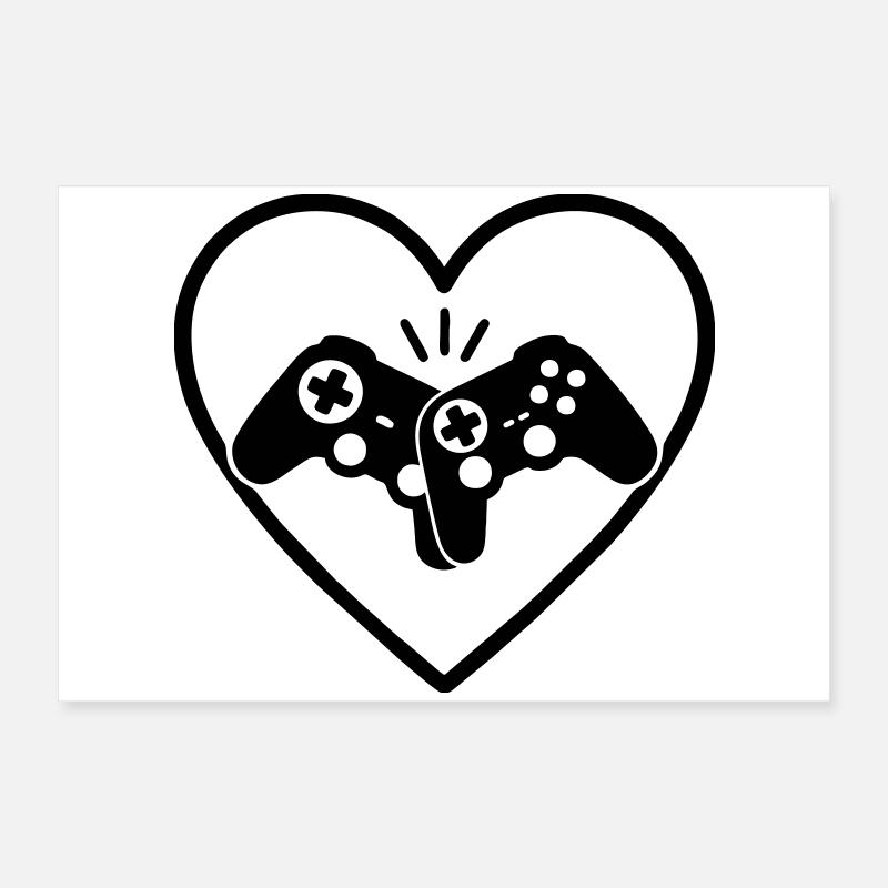 Gamecontroller Herz Gamer Liebe Geschenk Poster 60x40 cm