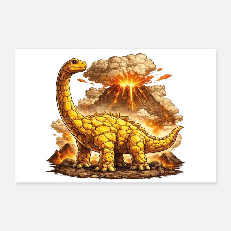 Brontosaurus volcanic eruption Poster 24" x 16" (60x40 cm)