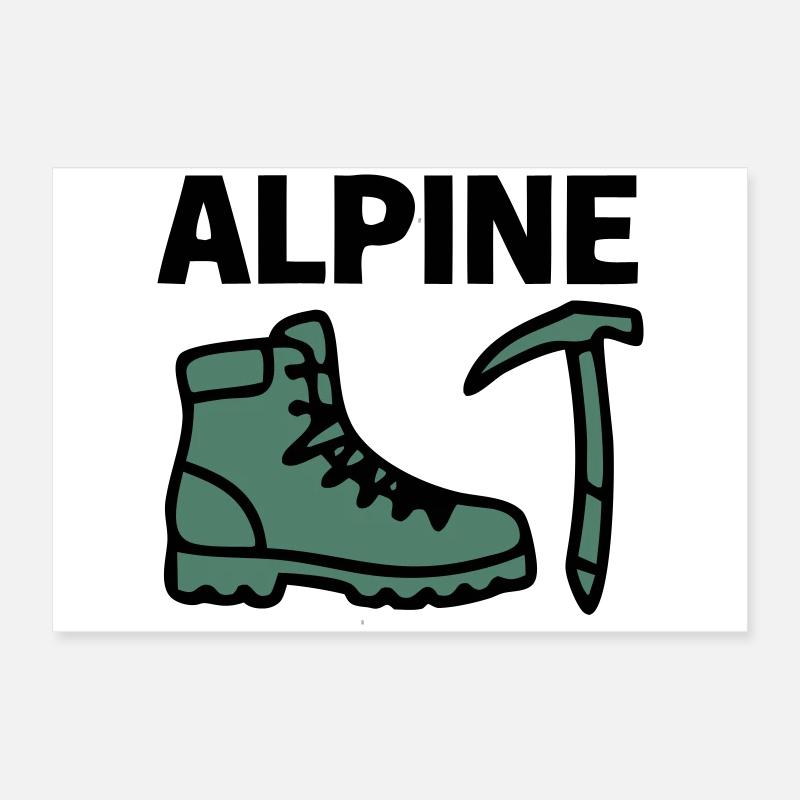 Wanderschuh Eispickel Alpine Bergsteigen Klettern Poster 60x40 cm