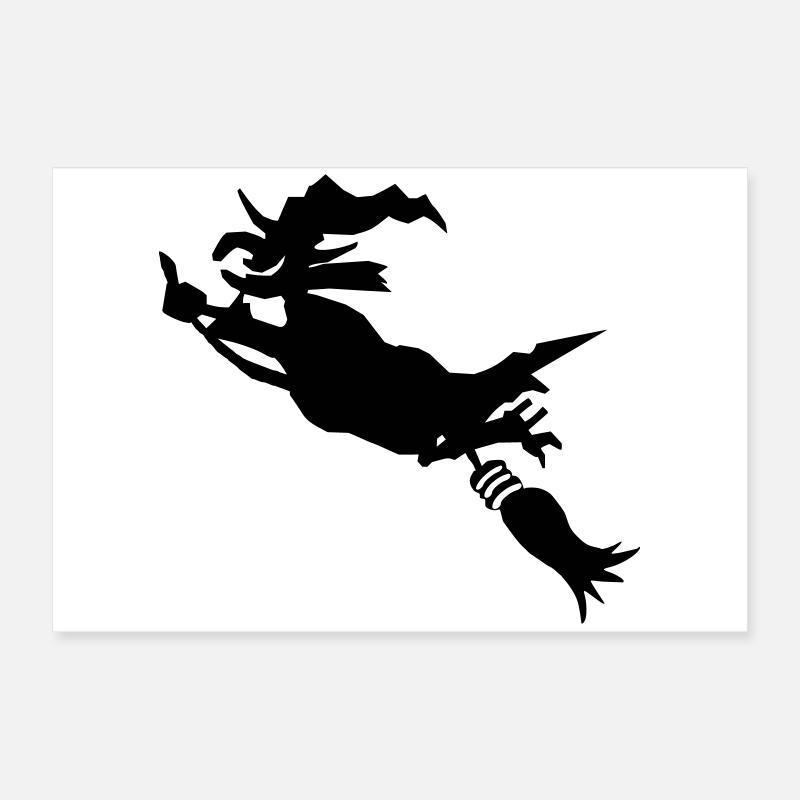Sorcière avec un balai drôle Poster 60 x 40 cm