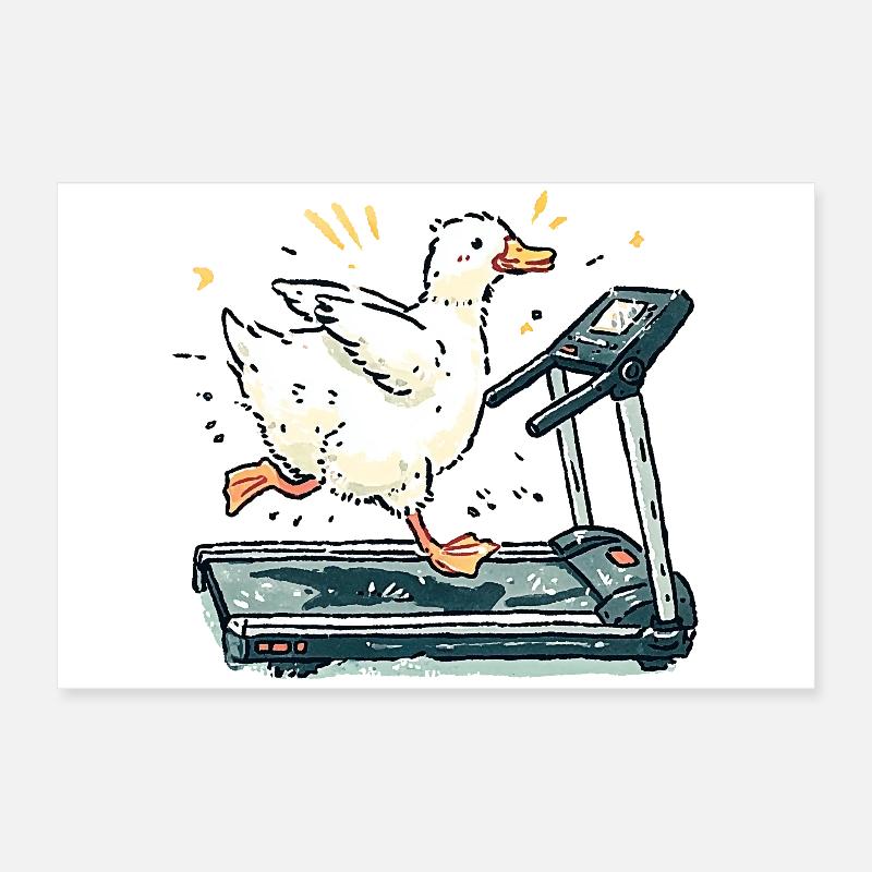 Treadmill duck Poster 24" x 16" (60x40 cm)