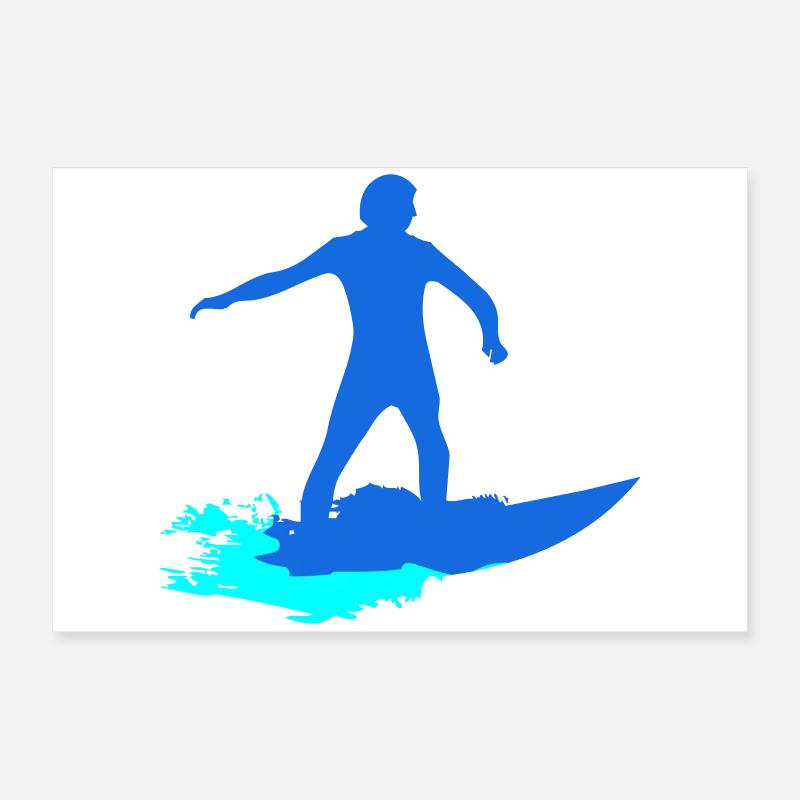 Surfer silhouette on wave Poster 24" x 16" (60x40 cm)