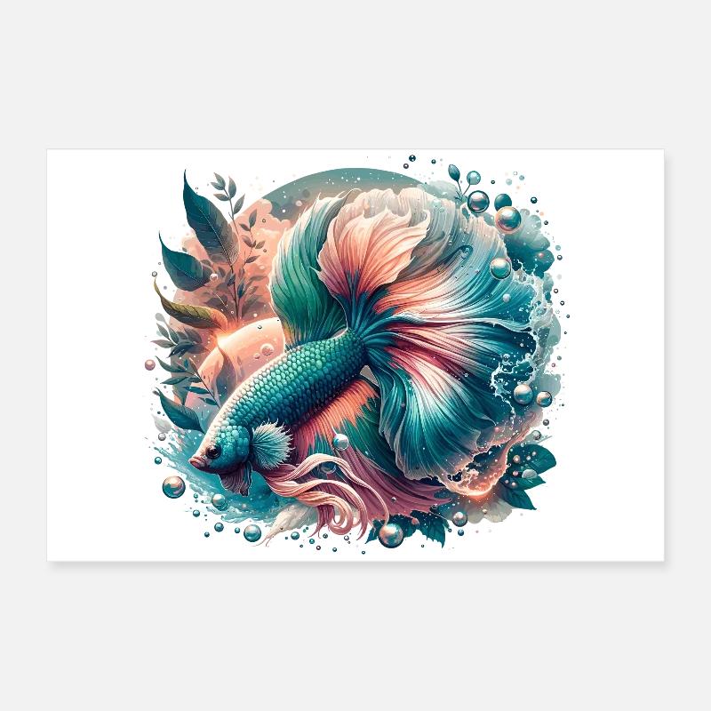 Betta splendens, poisson coloré Poster 60 x 40 cm