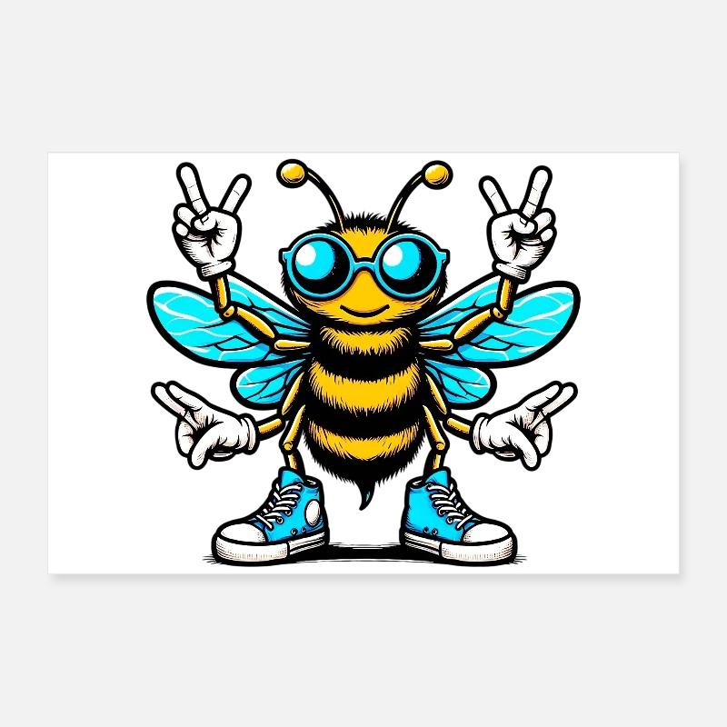Biene mit Sonnenbrille Poster 60x40 cm