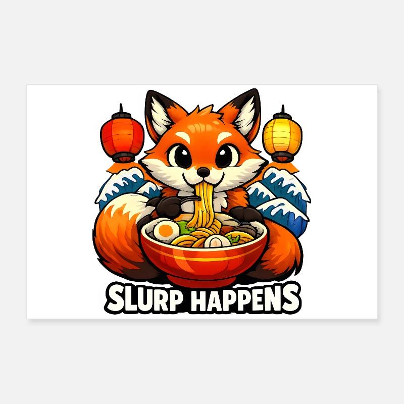 Fox Ramen Slurp Happens Poster 24" x 16" (60x40 cm)