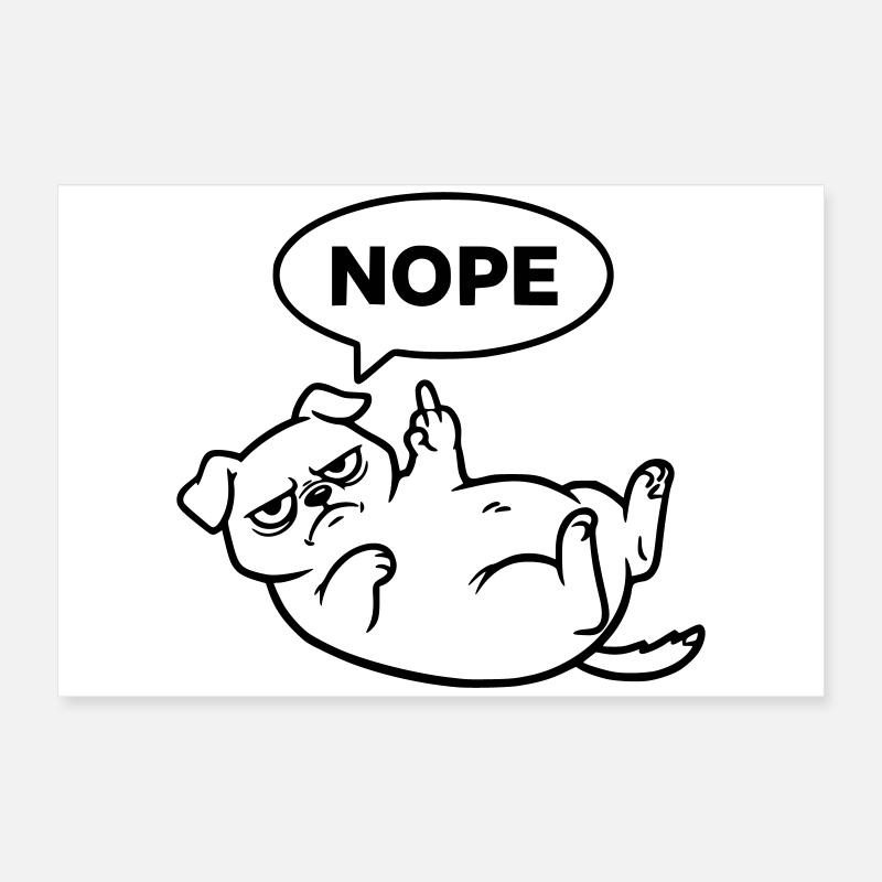 Mops Hund Mittelfinger Nein Poster 60x40 cm