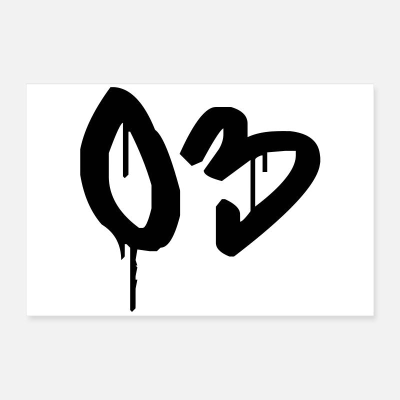 Number 03 Urban Graffiti Style Poster 24" x 16" (60x40 cm)