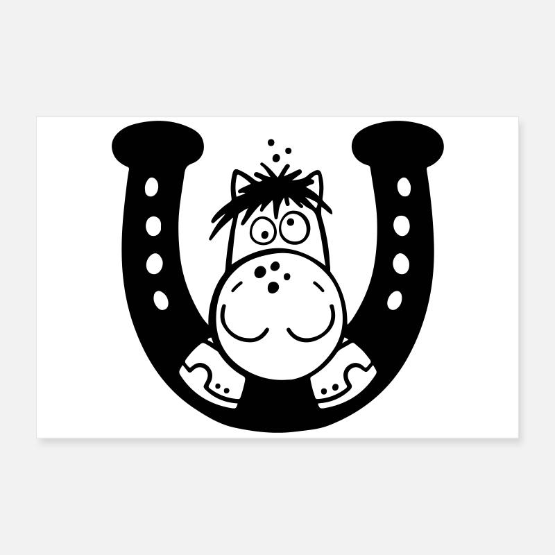 Pferd auf Hufeisen Poster 60x40 cm