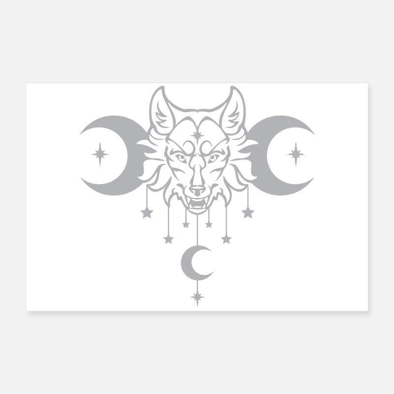 Loup de la Lune Wicca - couleur personnalisable Poster 60 x 40 cm