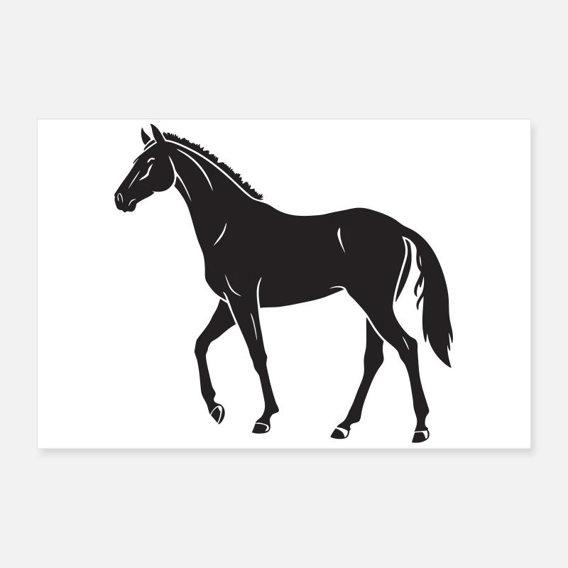 Conception élégante de la silhouette du cheval noir Poster 60 x 40 cm