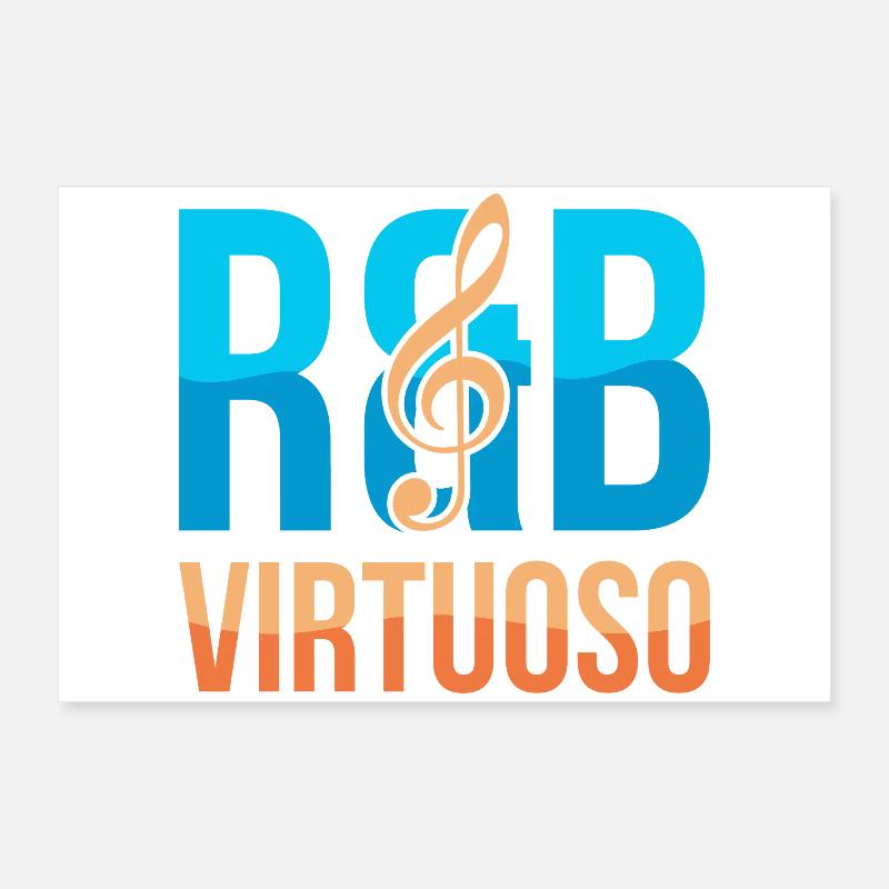 RnB Musikvirtuose E1 Deep Blue - Poster 60x40 cm - Weiß