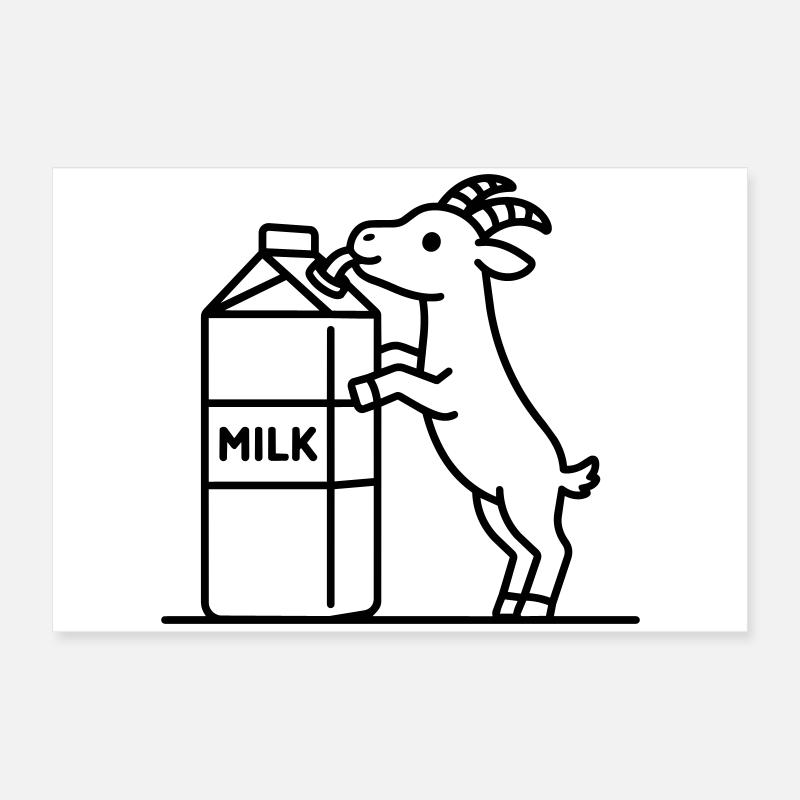 chèvre buvant du lait Poster 60 x 40 cm