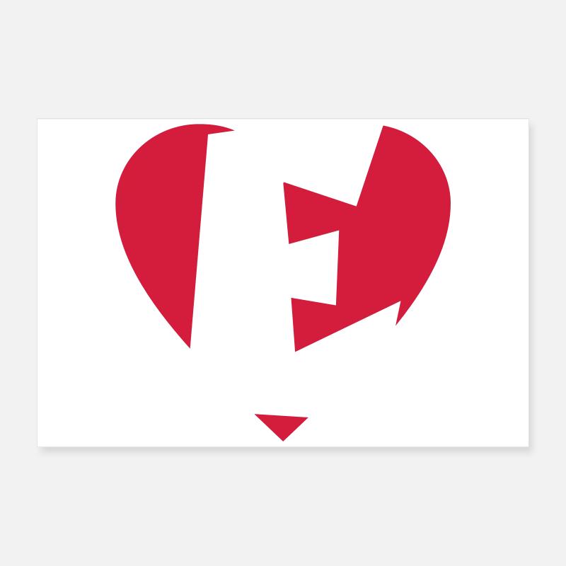 I love E - Herz E - Buchstabe E Poster 60x40 cm