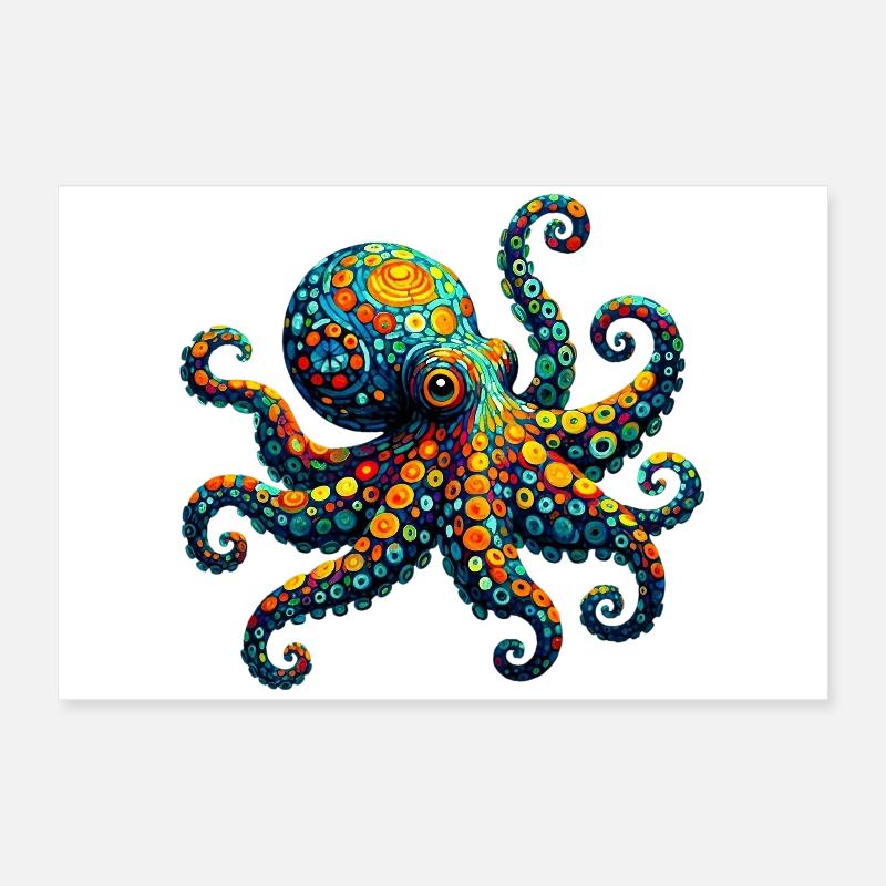 Pieuvre van Gogh Poster 60 x 40 cm