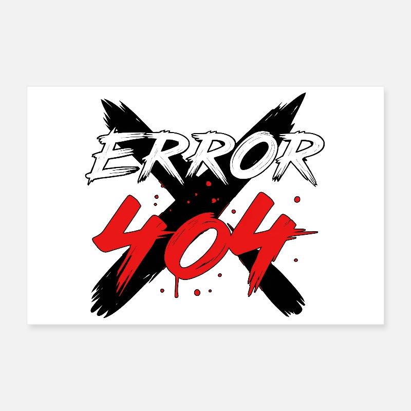404 Error Glitch Sign Poster 24" x 16" (60x40 cm)