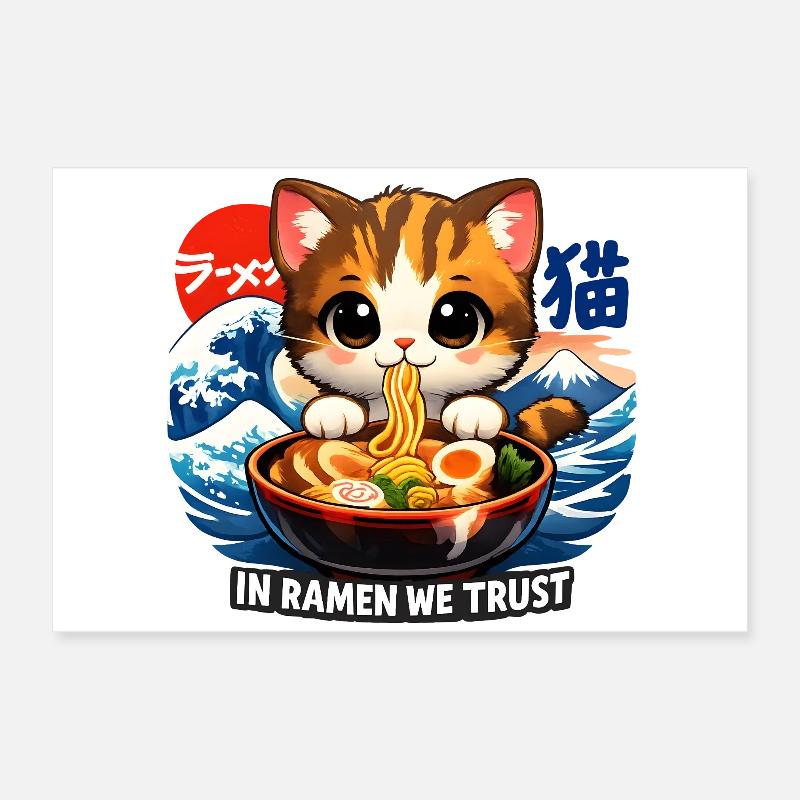 Katze in Ramen we trust Poster 60x40 cm