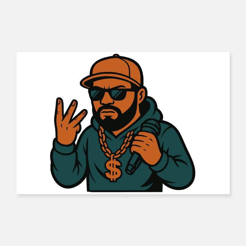 Rappeur – micro à la main, style dans le sang Poster 60 x 40 cm