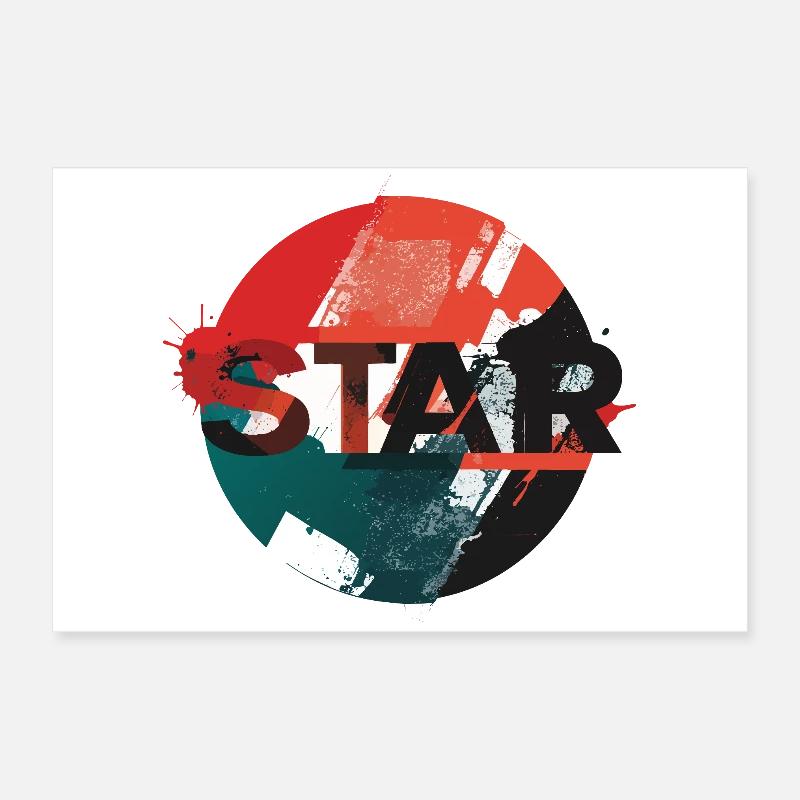 Star Grunge Circle Design Poster 24" x 16" (60x40 cm)