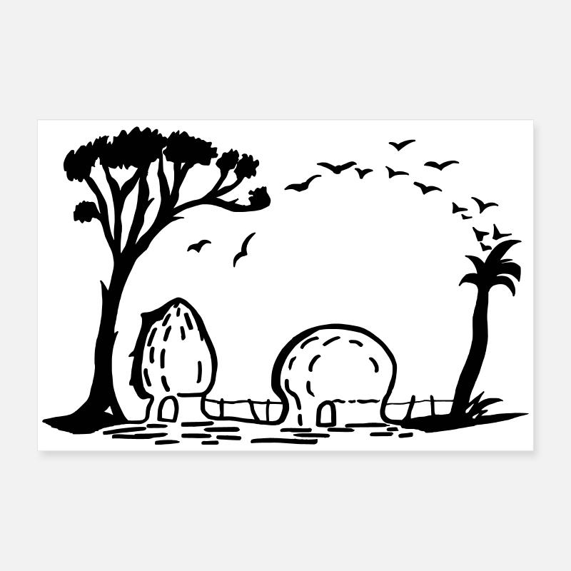 Elephant Village Optical Illusion Poster 24" x 16" (60x40 cm)