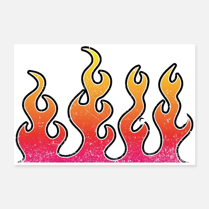 Flammes de roche vintage Poster 60 x 40 cm