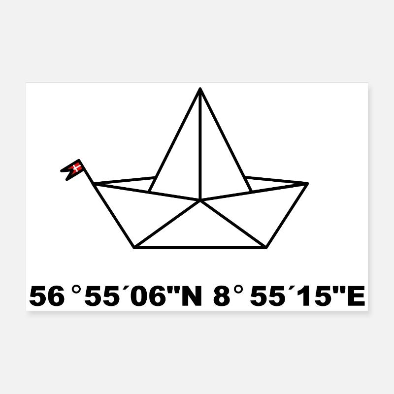 Folding boat, Ejerslev Havn coordinates design Poster 24" x 16" (60x40 cm)