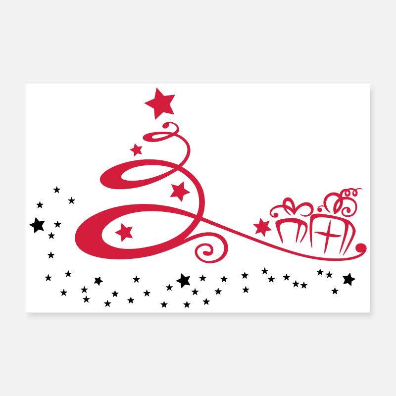 Weihnachtsbaum mit Sternen und Geschenken Poster 60x40 cm