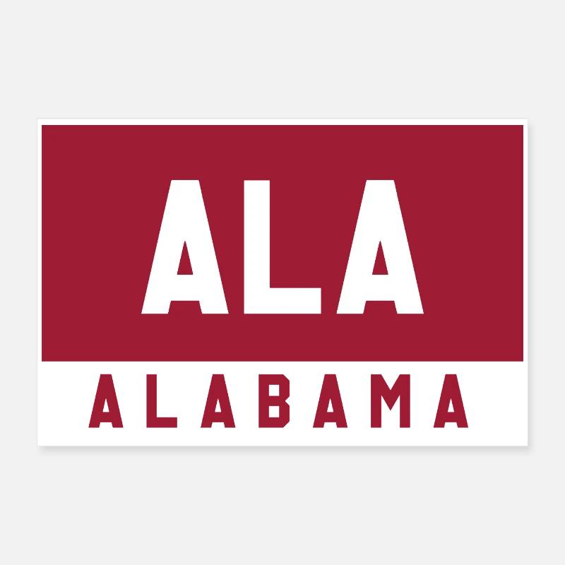 Alabama ALA Typographic Flag Poster 24" x 16" (60x40 cm)
