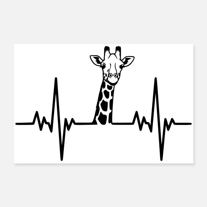 Giraffe heartbeat safari design Poster 24" x 16" (60x40 cm)