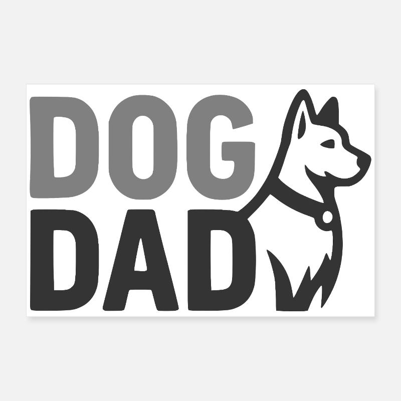 Papa de chien graphique Papa de chien avec silhouette de chien Poster 60 x 40 cm