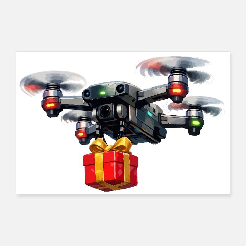 Drone with gift Poster 24" x 16" (60x40 cm)