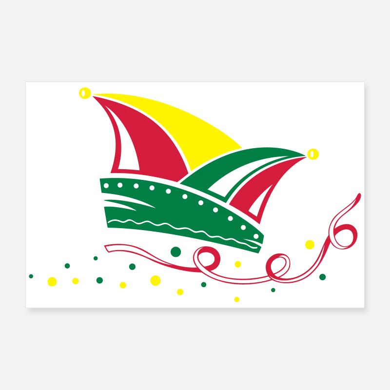Carnival, jester cap, streamers Poster 24" x 16" (60x40 cm)