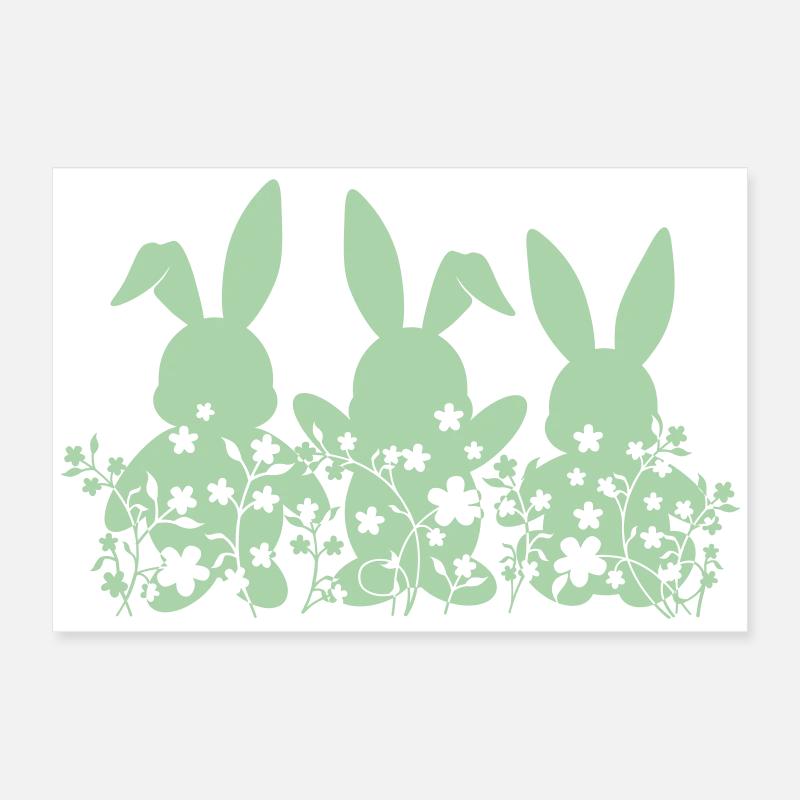 Lapins Fleurs de Pâques Poster 60 x 40 cm