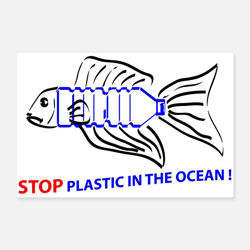 Fish and plastic Poster 24" x 16" (60x40 cm)
