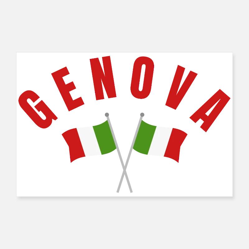 Genova Italian Flags Poster 24" x 16" (60x40 cm)