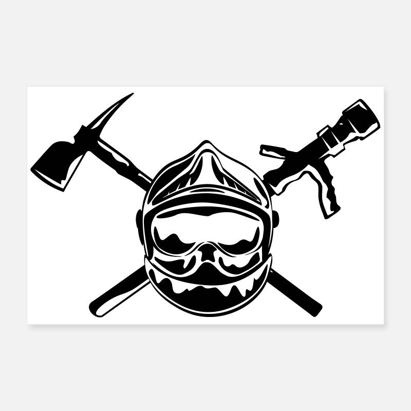 casque_pompier_hache et lance Poster 60 x 40 cm