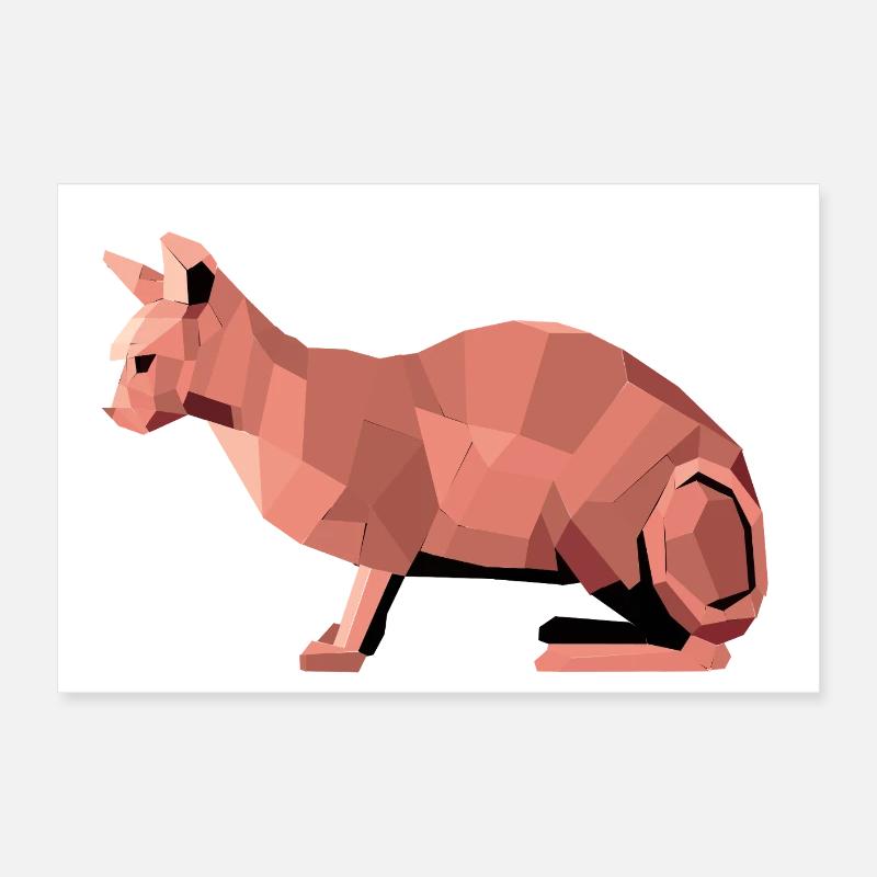 Sphynx Low Poly Cat – Geometric Design Poster 24" x 16" (60x40 cm)