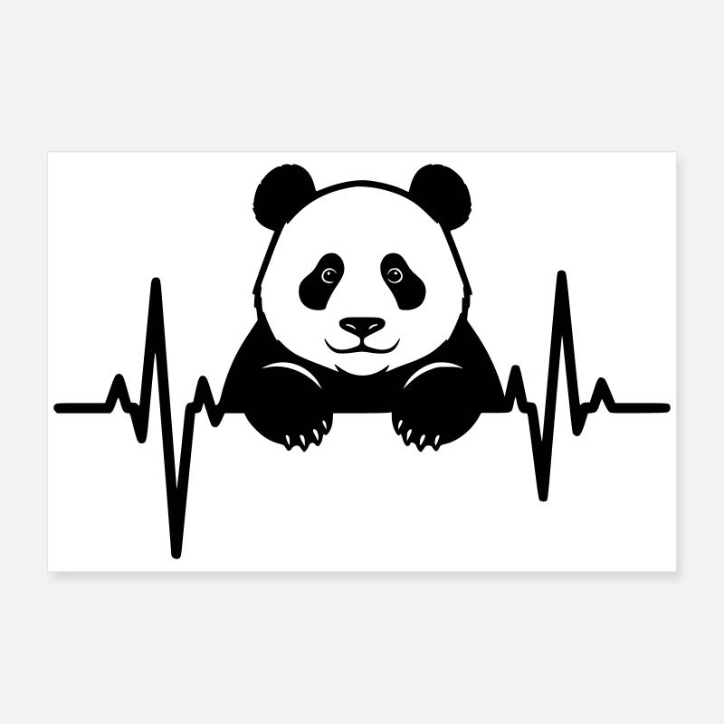 Panda im EKG – Süßes Tierdesign Poster 60x40 cm